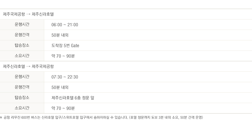 공항 리무진 버스노선 (하단내용 참조)